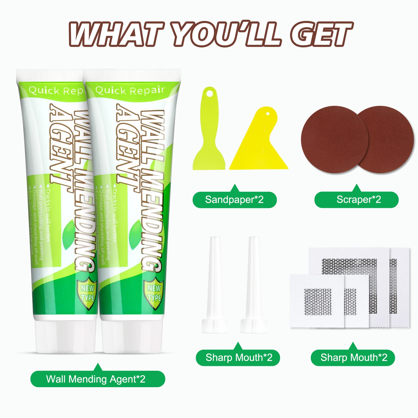 Trockenbau-Reparatur-Set, 2 Stück Spackle Wall Reparatur Patch Kit, Wand Mending Agent Quick and Wall Surface Hole Fill Quick and Easy Solution (2 Pack)