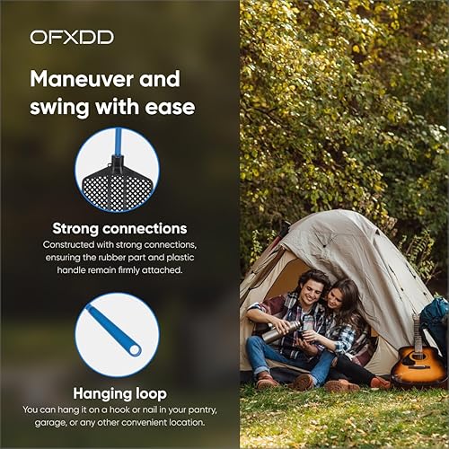 Miniatura 5 de OFXDD Matamoscas de goma, paquete de matamoscas largo, matamoscas resistente, colores verde y azul (paquete de 3)