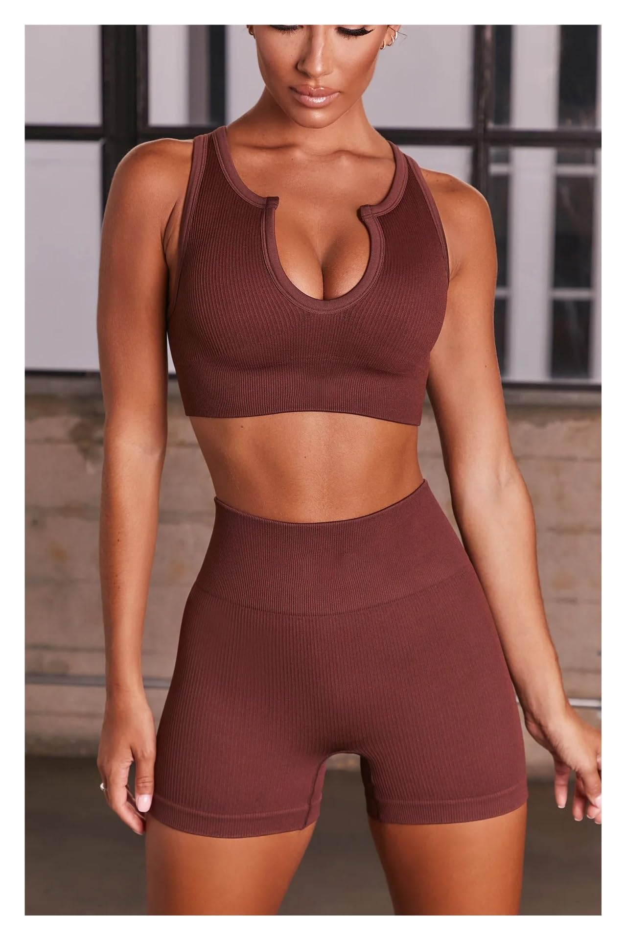 1 Set Seamless Ribbed Yoga Sets Workout For Women Gym Suits Crop Tank High Waist Shorts Outfits Fitness Running para Mujer