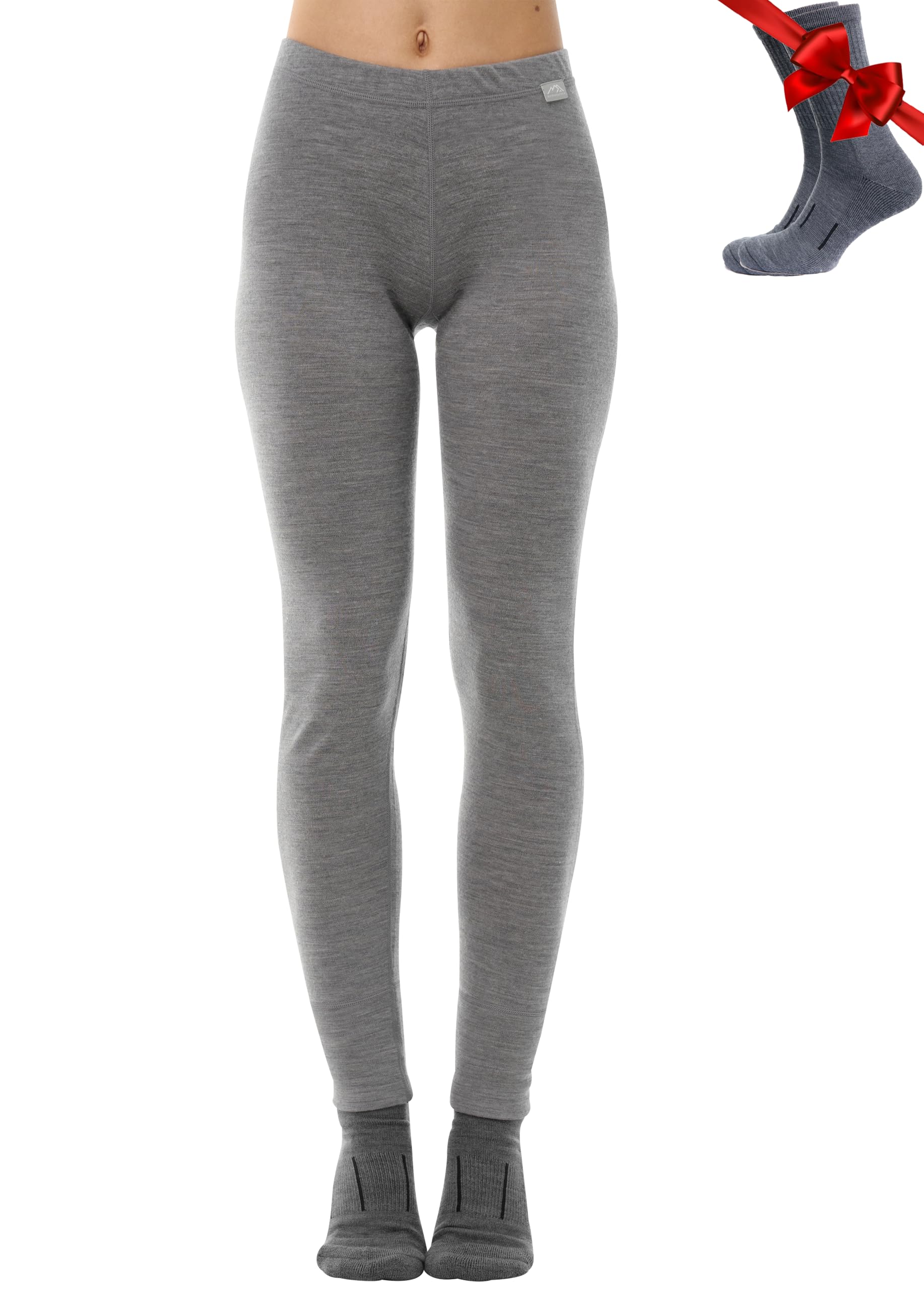 Merino Wool Base Layer Women Pants 100% Merino Wool Leggings Heavyweight, Midweight, Lite Thermal Underwear Bottom and Socks