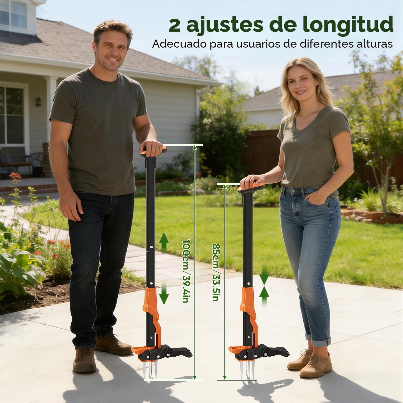 Cuchilla para Malas Hierbas de 85-100cm con Longitud Ajustable, Dispositivo para Eliminar Malas Hierbas con Mango Largo y 4 Garras,Herramientas de jardinería para el Patio y el césped.