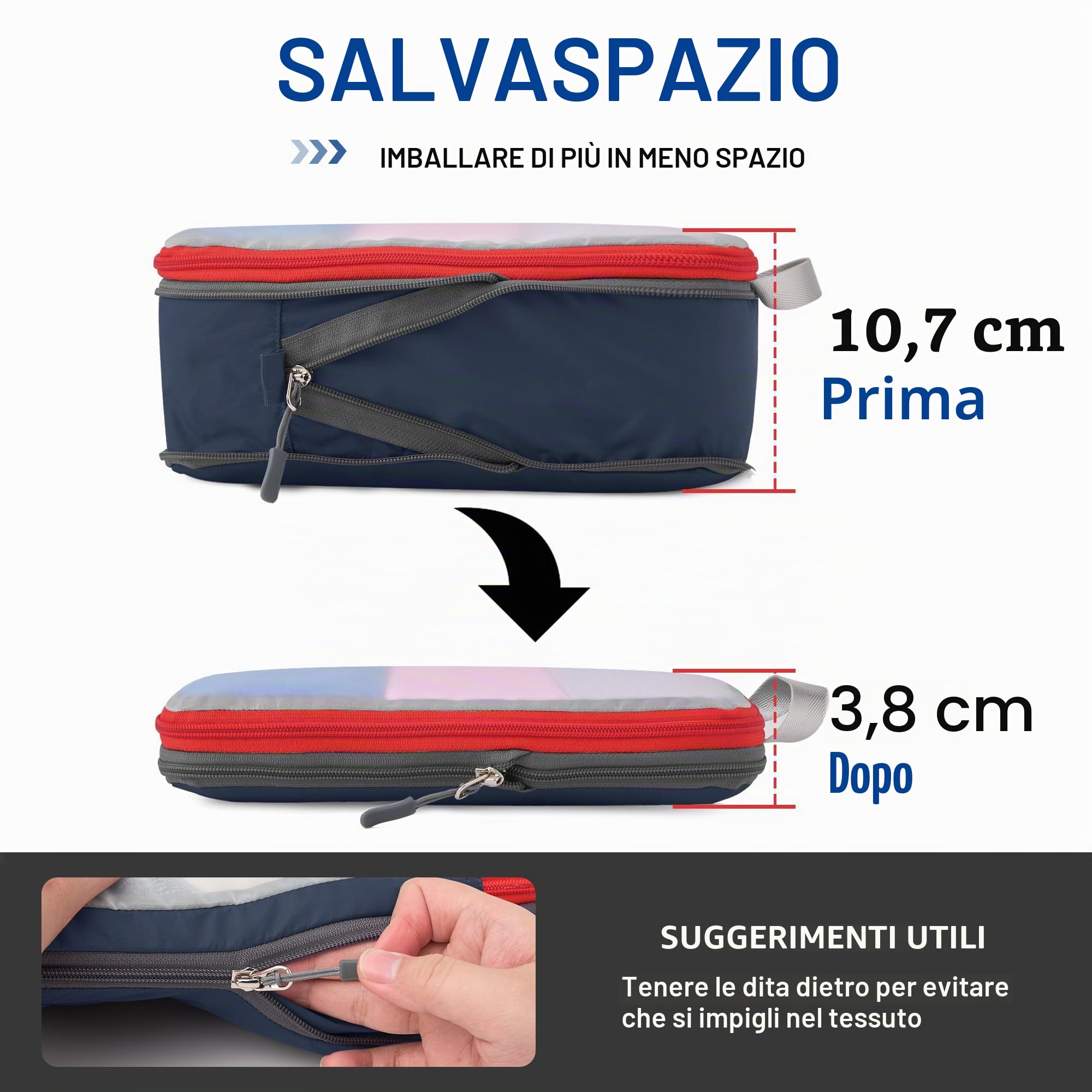 Cipway Organizer Valigia,Cubi da Imballaggio a Compressione, Design a Rete, Salvaspazio Borse da Viaggio Set Sacchi Sottovuoto Vestiti da Viaggio per Zaini o Bagagli a Mano (Blu,6 Pezzi)