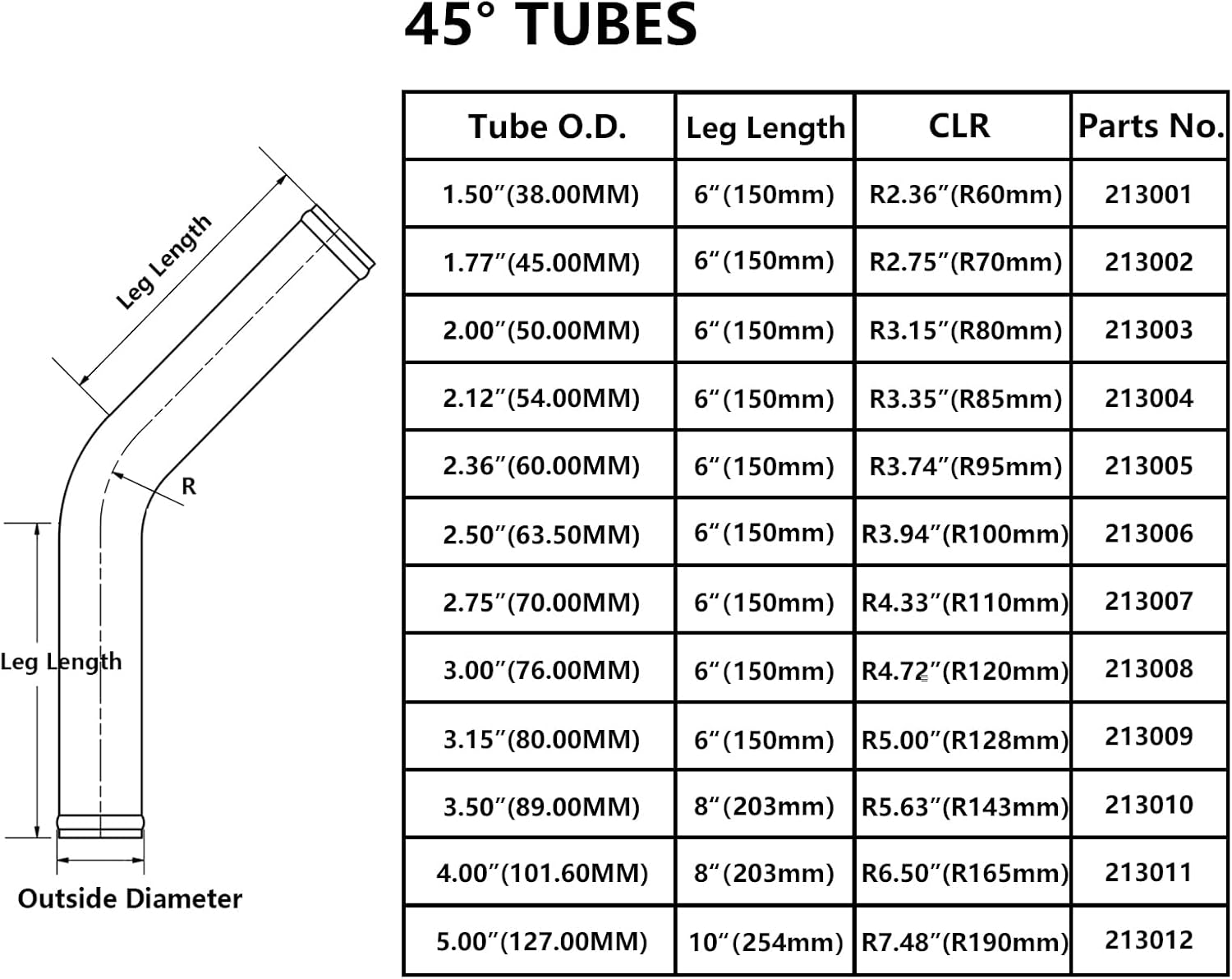 ETL 45 Degree Aluminum Pipe Elbow Intercooler Pipe Air Intake Pipe Tube Bend Joiners Universal