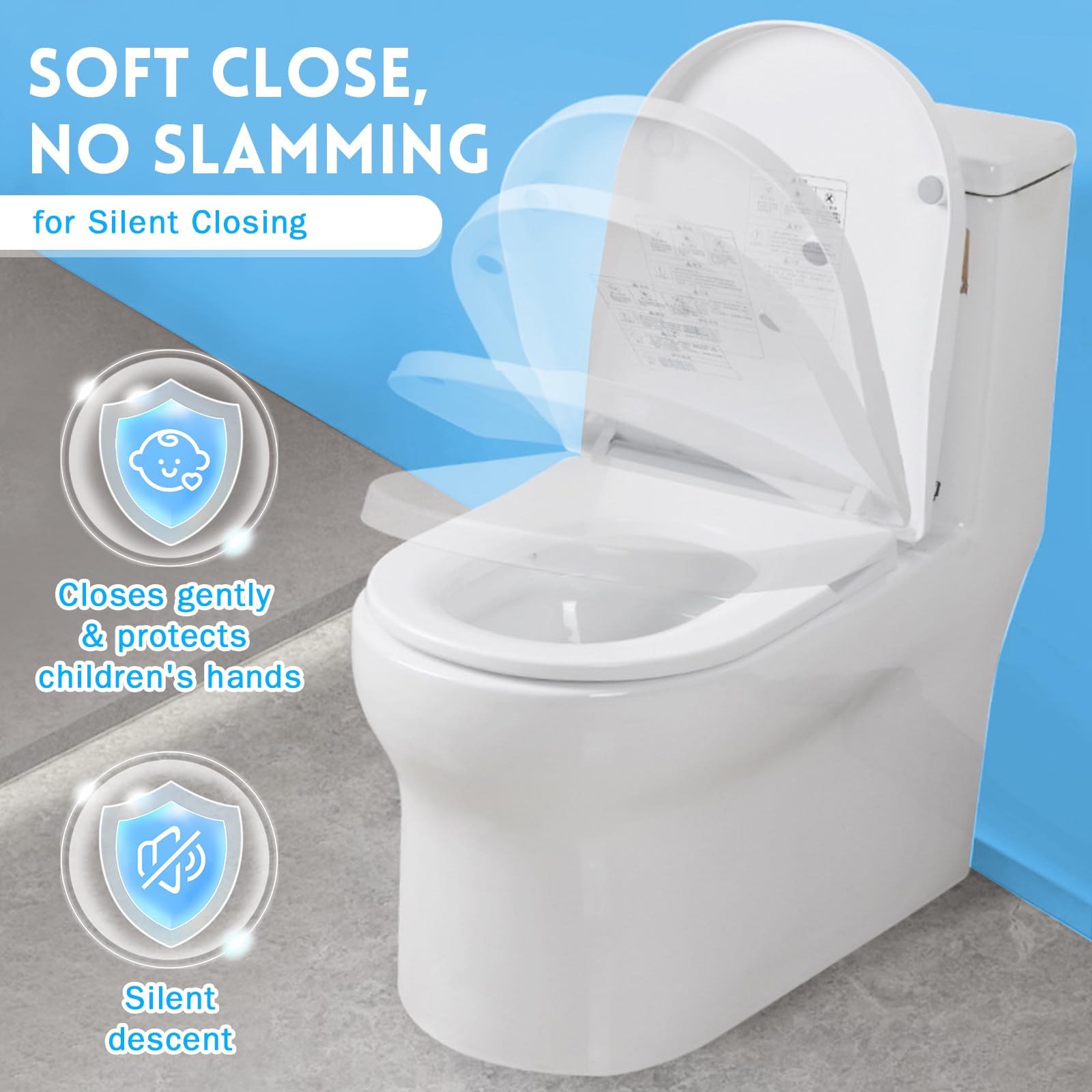 Inteligentna deska sedesowa WC Bidet z podgrzewanym siedziskiem | Toaleta Prysznic Bidet, 3 ustawienia temperatury, Automatyczne opadanie, Wskaźnik temperatury, Światło nocne