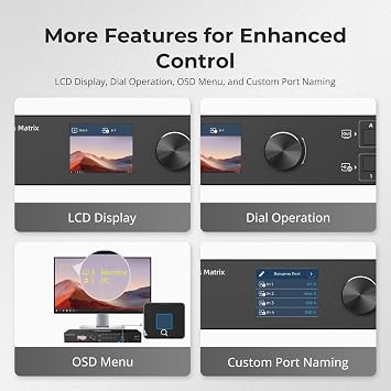 TESmart 4x4 Seamless HDMI Matrix Switch 1920x1080@60Hz Remote Control, Supports Audio Splitting, Preview Mode, RS-232, LAN Control, Rename Port