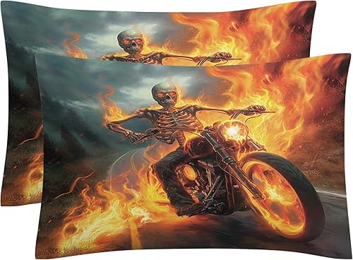 Miniatura 2 de OmErsa Juego de funda de edredón de microfibra cepillada ultrasuave y no necesita planchado, tamaño individual, juego de ropa de cama de esqueleto