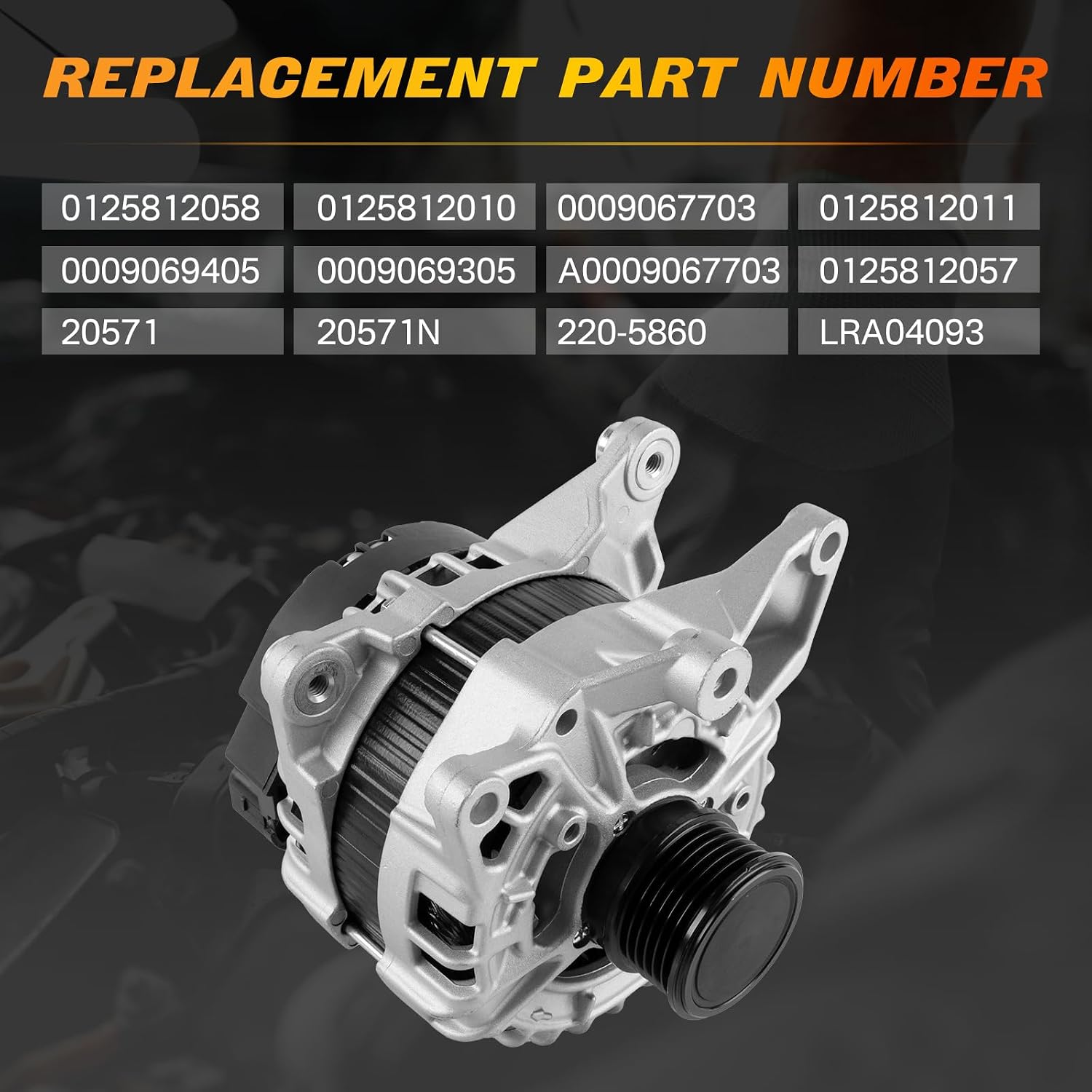 12V 190A Alternator A0009067703 Compatible with 2015-2021 Mercedes-Benz W205 C300 C253 GLC300 GLC350e Metris L4 2.0L Replace 20571N 0125812058 012581201