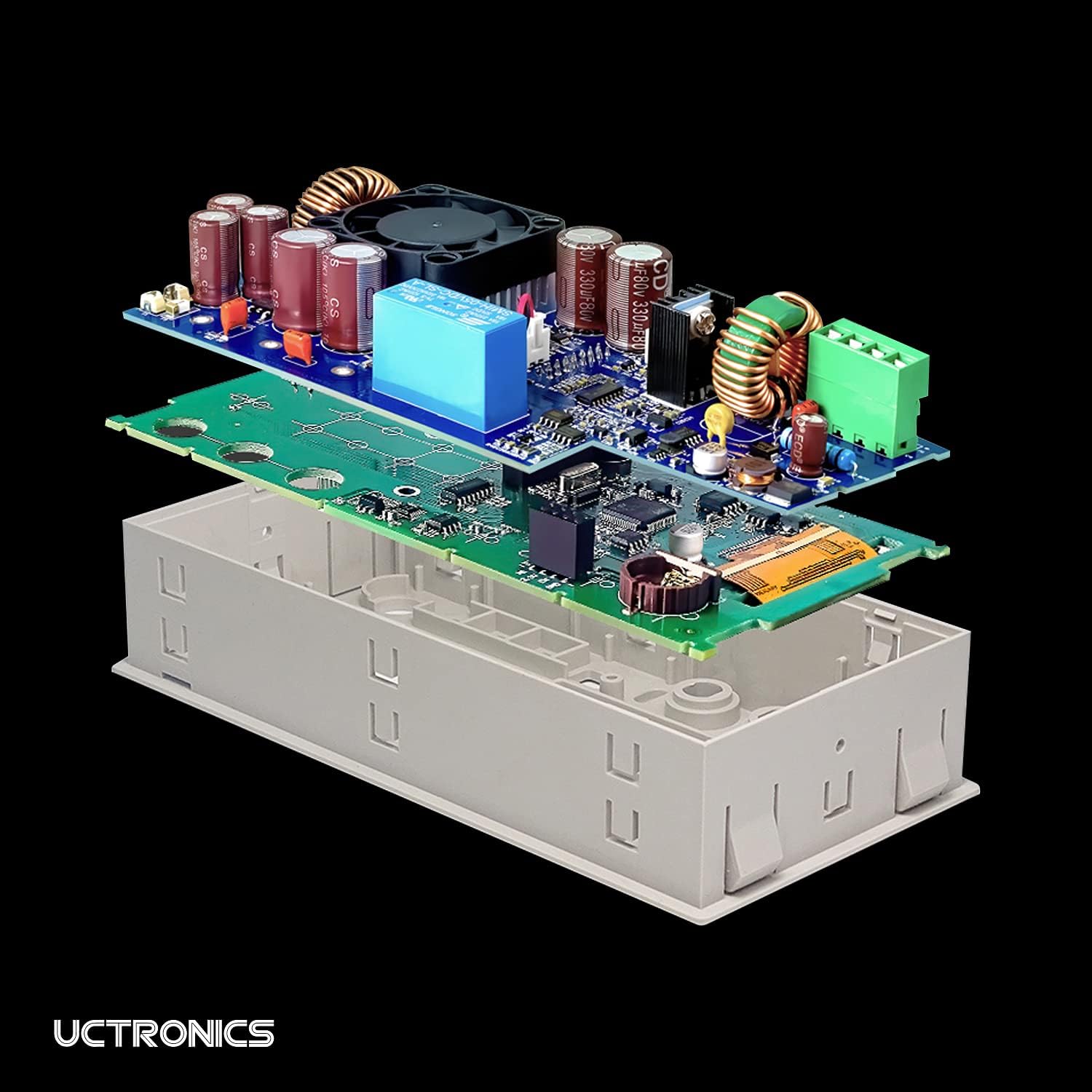 UCTRONICS RD6012 connected to a computer via USB, showing PC software interface