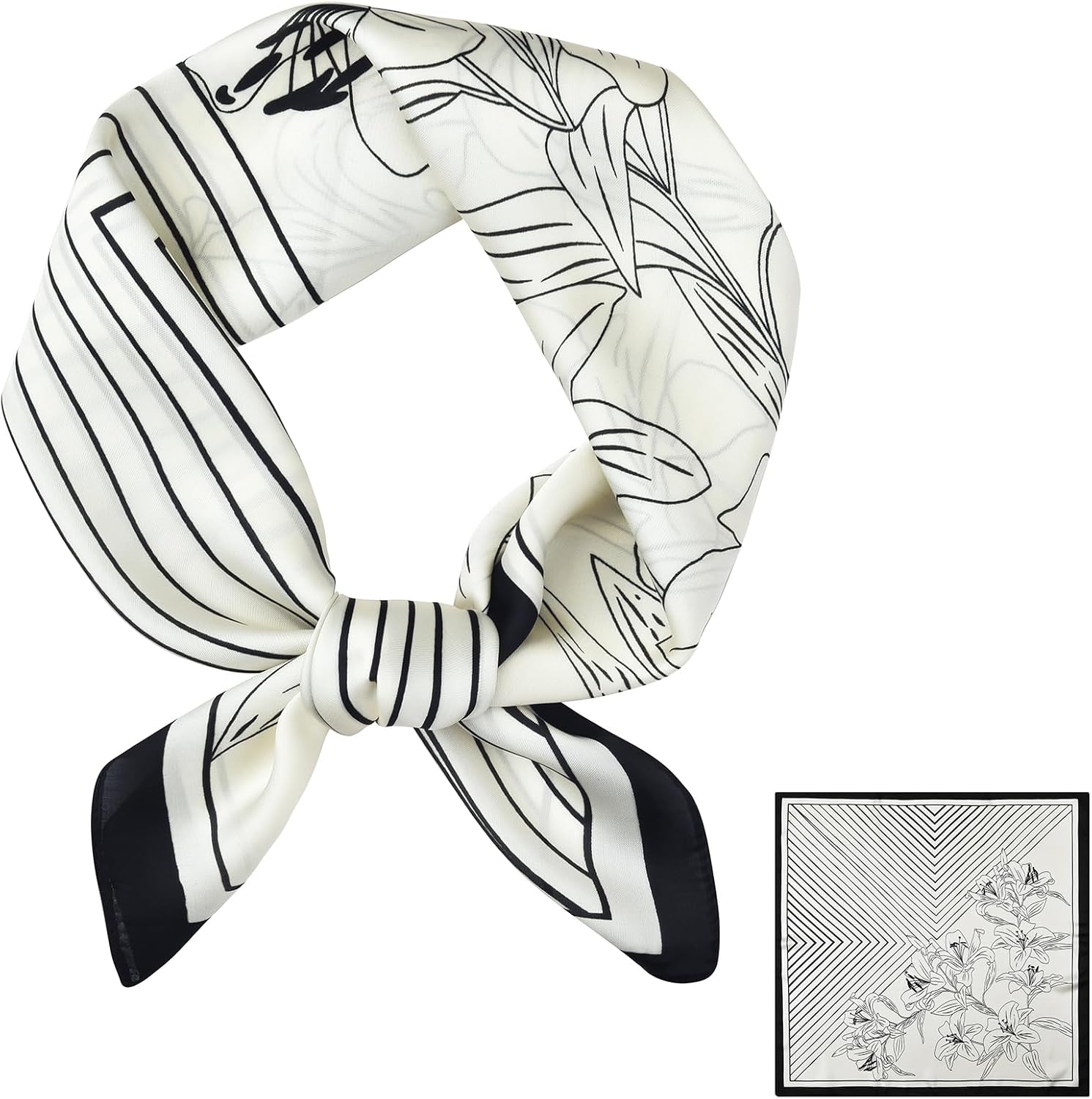 Silk Feeling Hair Scarf Bandanas for Women 27.5" Square Lightweight Satin Head Scarves Neck Sleeping Headscarf Wrap - Image 2