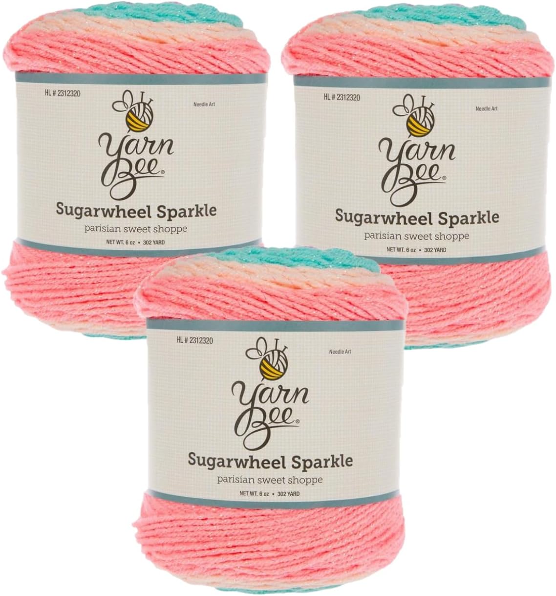 Yarn Bee Medium Yarn for Crocheting & Knitting – Soft Skein – 355 Yards of 100% Acrylic for Crocheting Blankets, Hats, & More – DIY Handcrafting Accessories - Parisian Sweet Shoppe (Set of 3)