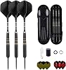 Professional Steel Tip Darts Set – 3 Pack 22g, 23g, 24g, 26g, 27g, with Brass Barrels, Darts Stems, Flights, 50 Rubber O-Rings, 12 Spring Rings & Dart Sharpener for Dartboard