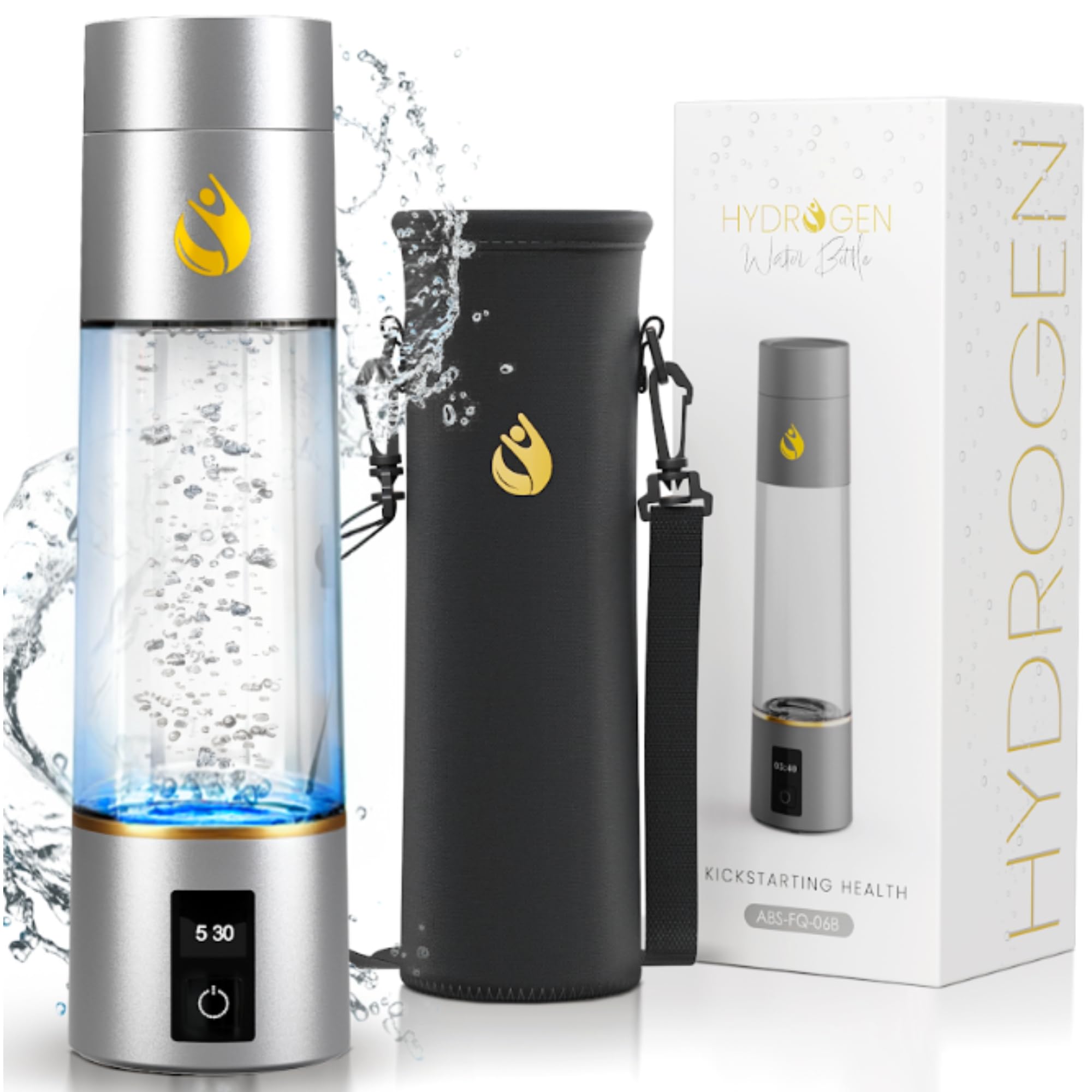 Generador de botellas de agua de hidrógeno - 4000+ ppb Máquina de agua alcalina de hidrógeno con tecnología 2025 SPE/PEM - Ionizador de 270 ml para el hogar, la oficina y los viajes