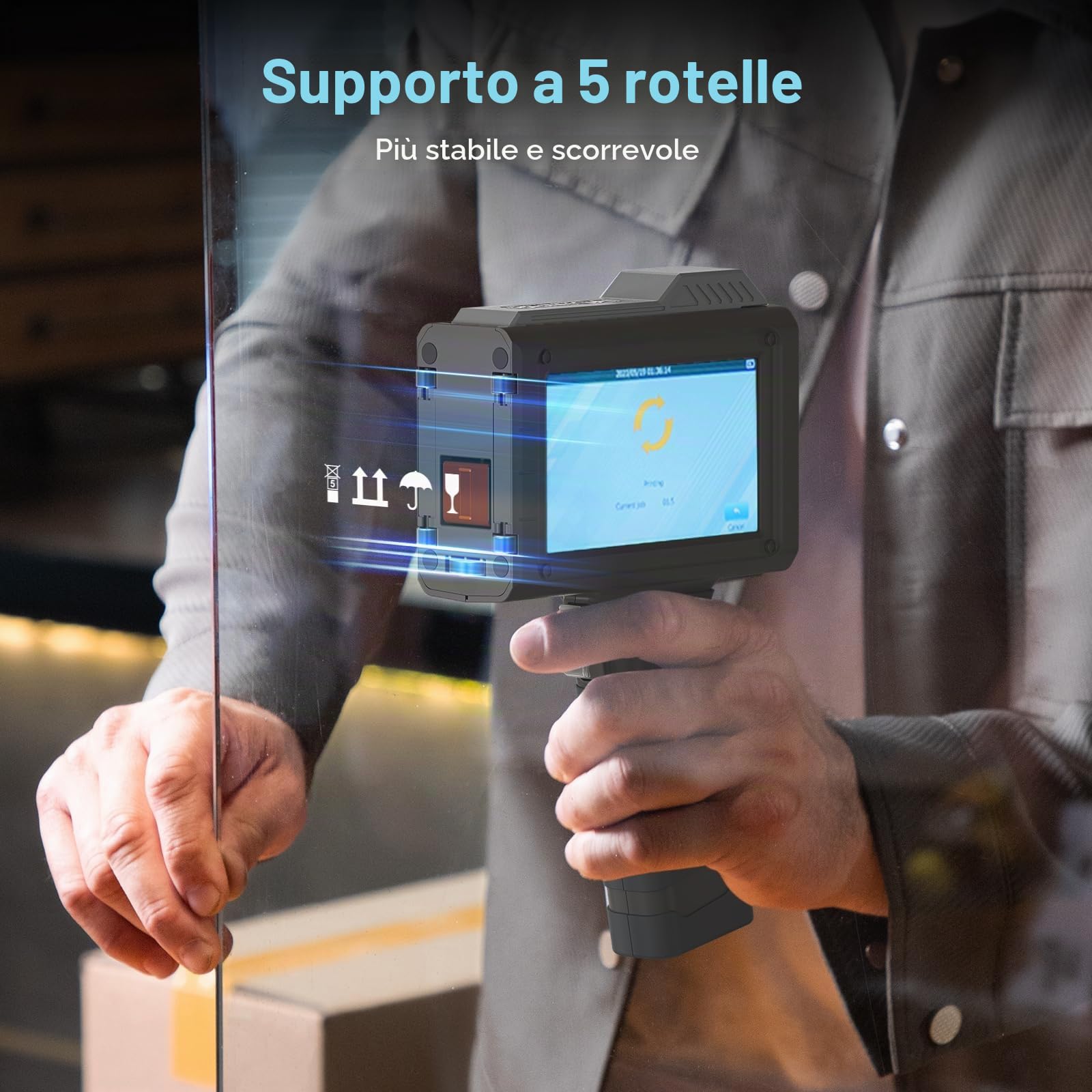BENTSAI Stampante a getto d'inchiostro Portatile BT-HH6205B con16H di Autonomia per Stampa di Lotto, Data, Logo, Numero di Serie, QR su Vari Materiali Cartone Legno Plastica Metallo