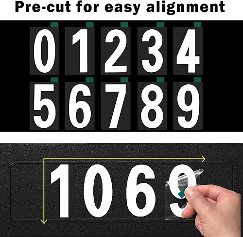 Miniatura 6 de Números de buzón reflectantes para exteriores 5 juegos de números de buzón con pestañas adhesivas para un fácil pelado de respaldo Calcomanías de