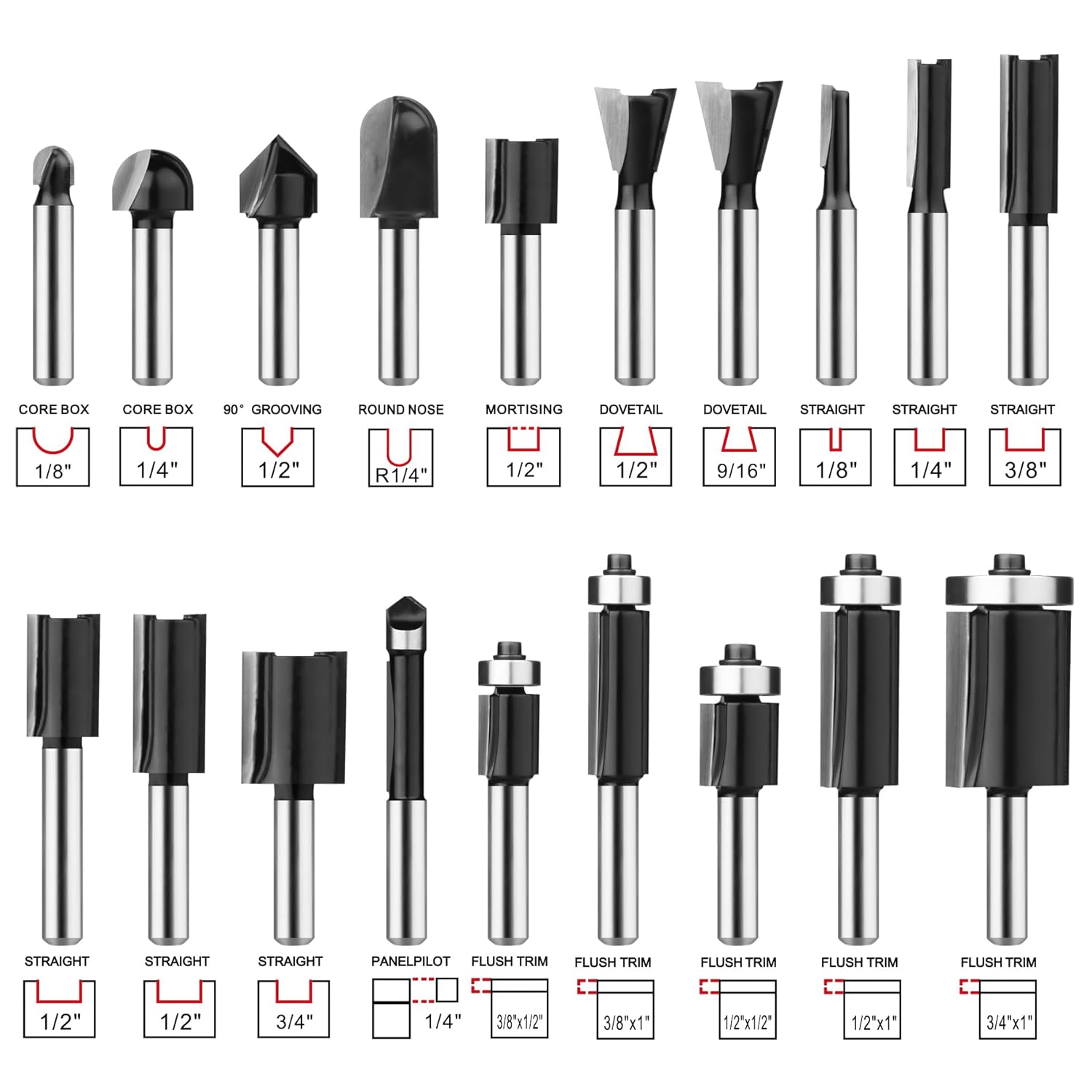 Router Bits 1/4 Inch Shank 35 Pieces, Tungsten Carbide 1/4" Router Bit Set, for Professional and Beginners Carpenter