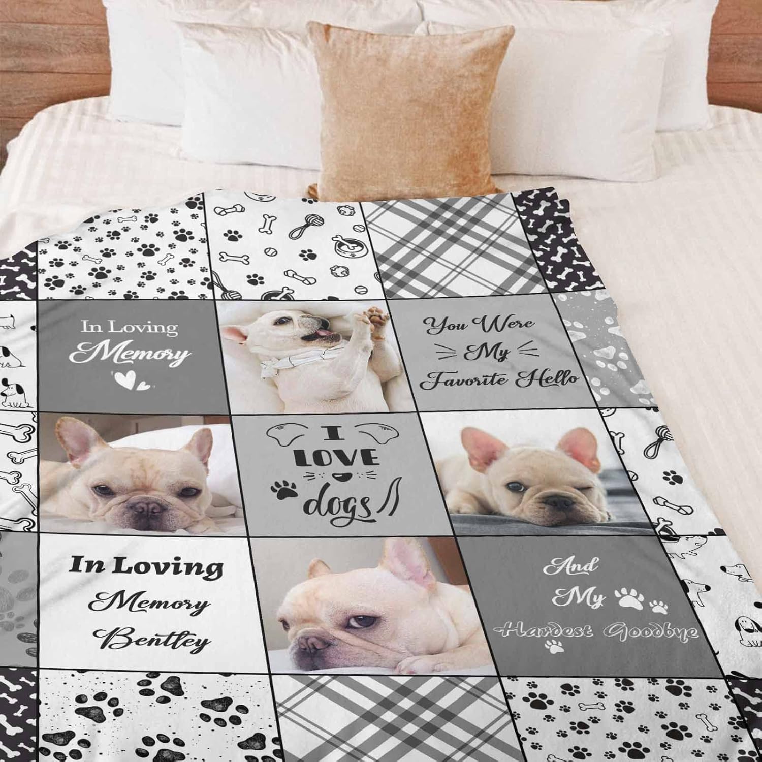 Personalized Dog Blanket Custom Puppy Furbaby Blankets with Name Photo Personalize Throw Blanket for Dog Lover Gift Made in USA