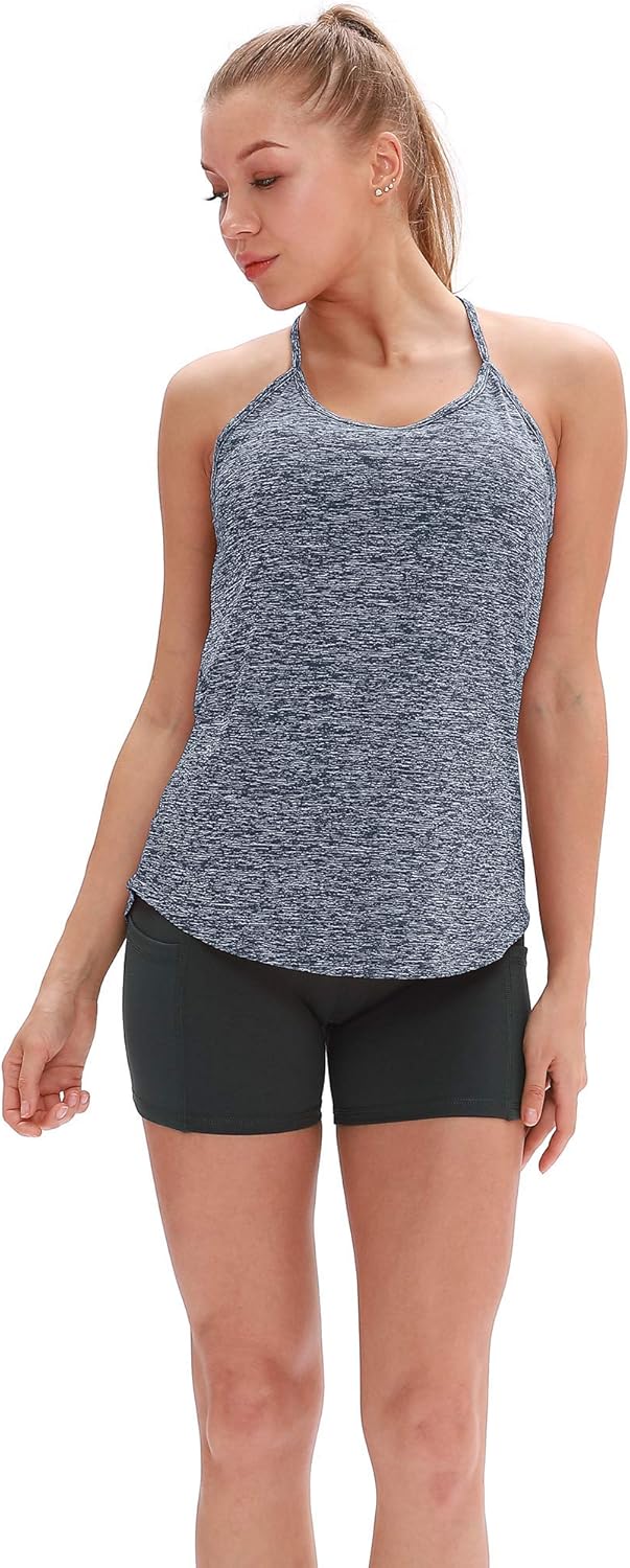 icyzone Workout Tank Tops for Women - Athletic Yoga Tops Open Back Strappy Running Shirts - Image 5