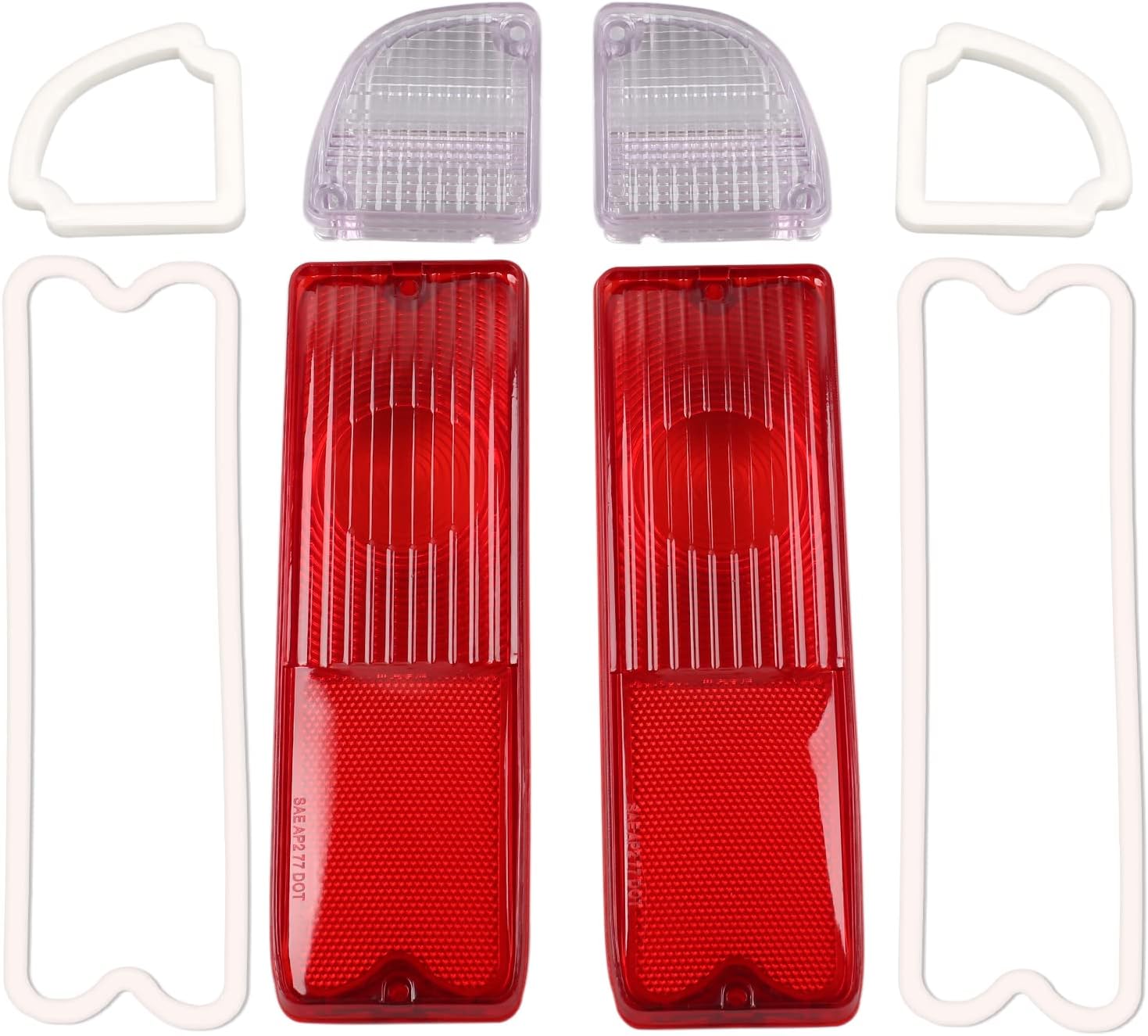 Pairs of Tail Lights and Reverse Lenses with Gaskets, Replacement for 1967-1972 Chevy & GMC Pickup Truck, Part Number 110202 110215 110216 C677209 (Smoked)