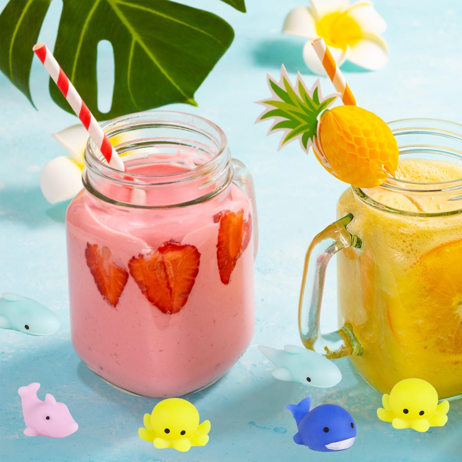 FINGOOO 36 PCS Mochi Ocean Animal Toys, 9 Styles Mini Kawaii Sea Animal Squeeze Toys Party Favors for Kids School Classroom Easter Basket Stuffers