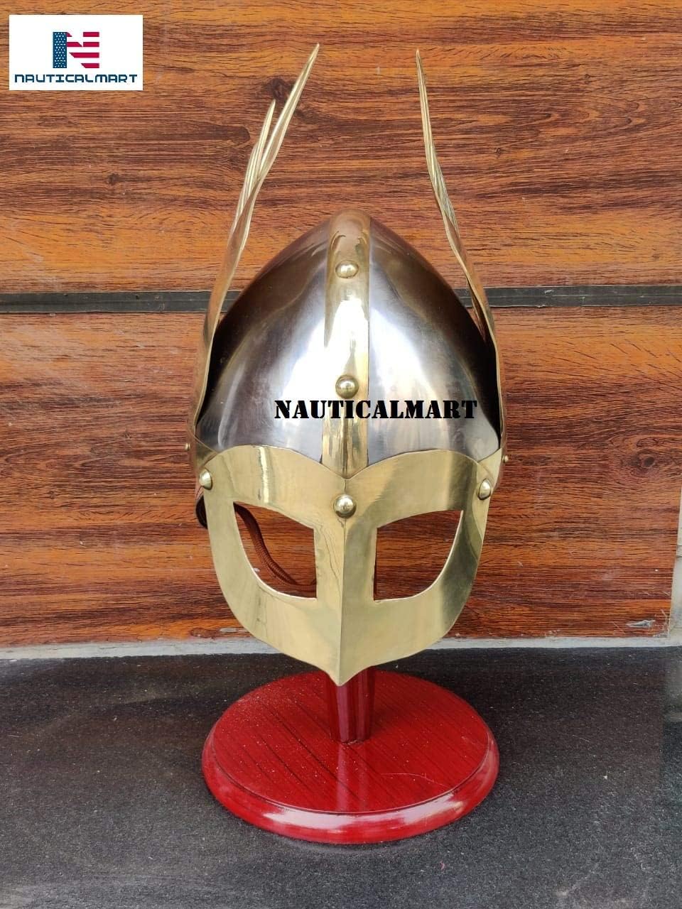 Medieval Viking Helmet Replica - Armor Warrior Norman Nasal King Winged Gladiator Armour With Eye Mask - LARP Halloween Costume