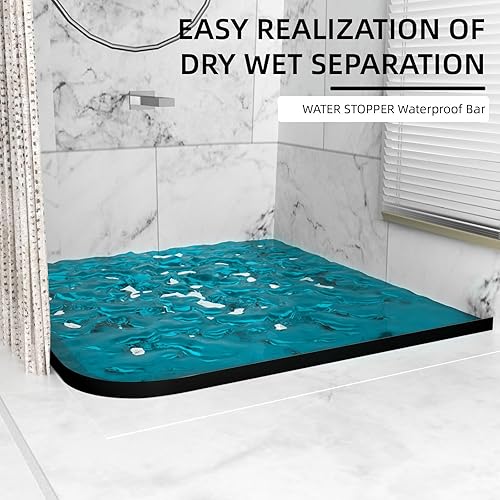 Miniatura 8 de Barrera de agua para umbral de ducha, protector de salpicaduras de silicona autoadhesivo, protector de agua plegable para fregadero de cocina,