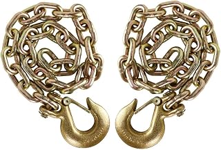 1/4" X 36" Trailer Safety Chain 2pcs Grade 70 Binder Chain with Clevis Grab Hooks (1/4" X 36")