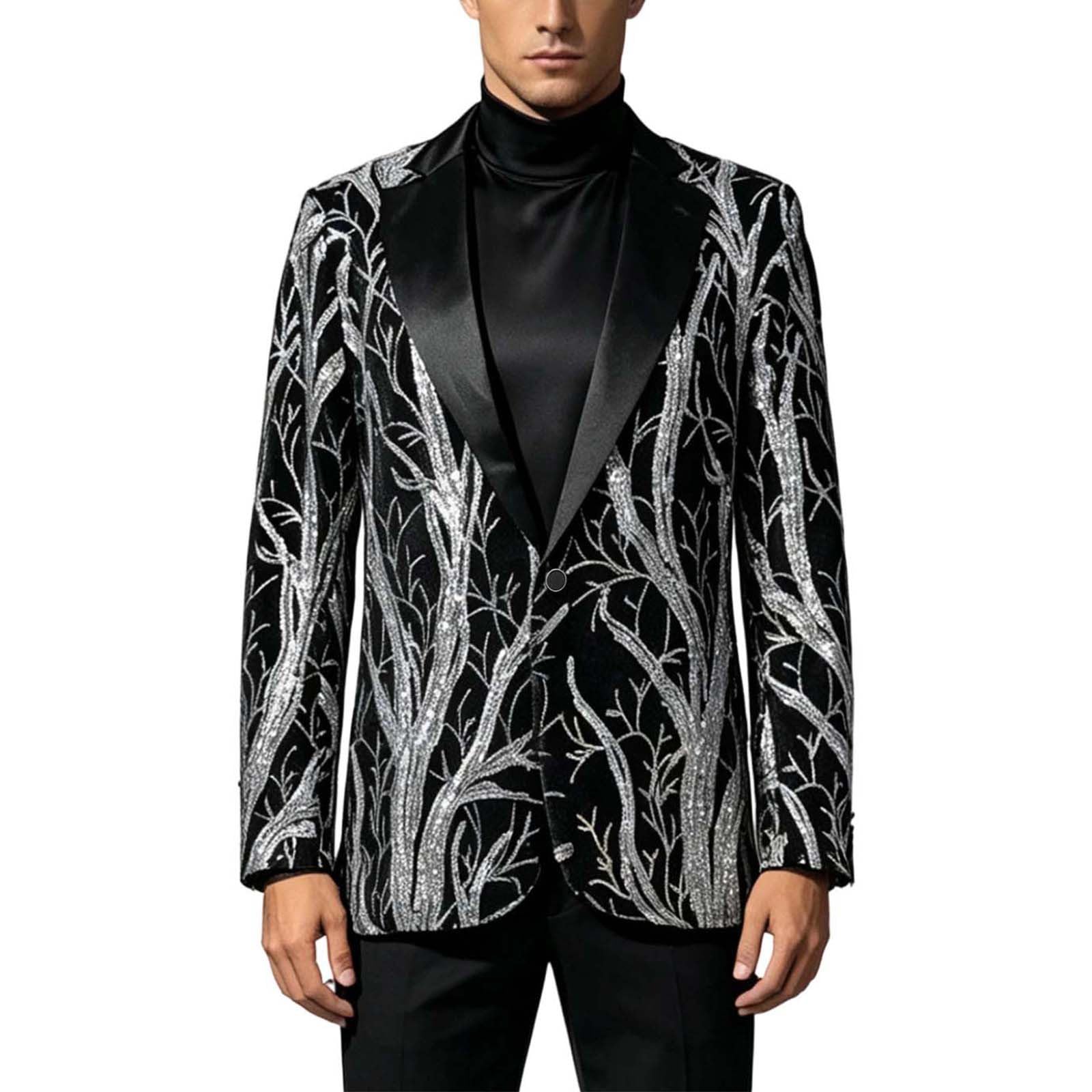 Giacca da Uomo con Paillette Motivo Floreale Per Feste Balli Di Fine Anno | Gilet Da Lavoro Invernale Gilet Antivento Ciclismo Felpe Con Zip Senza Cappuccio Giacca Corsa Running Cardigan Lana Uomo