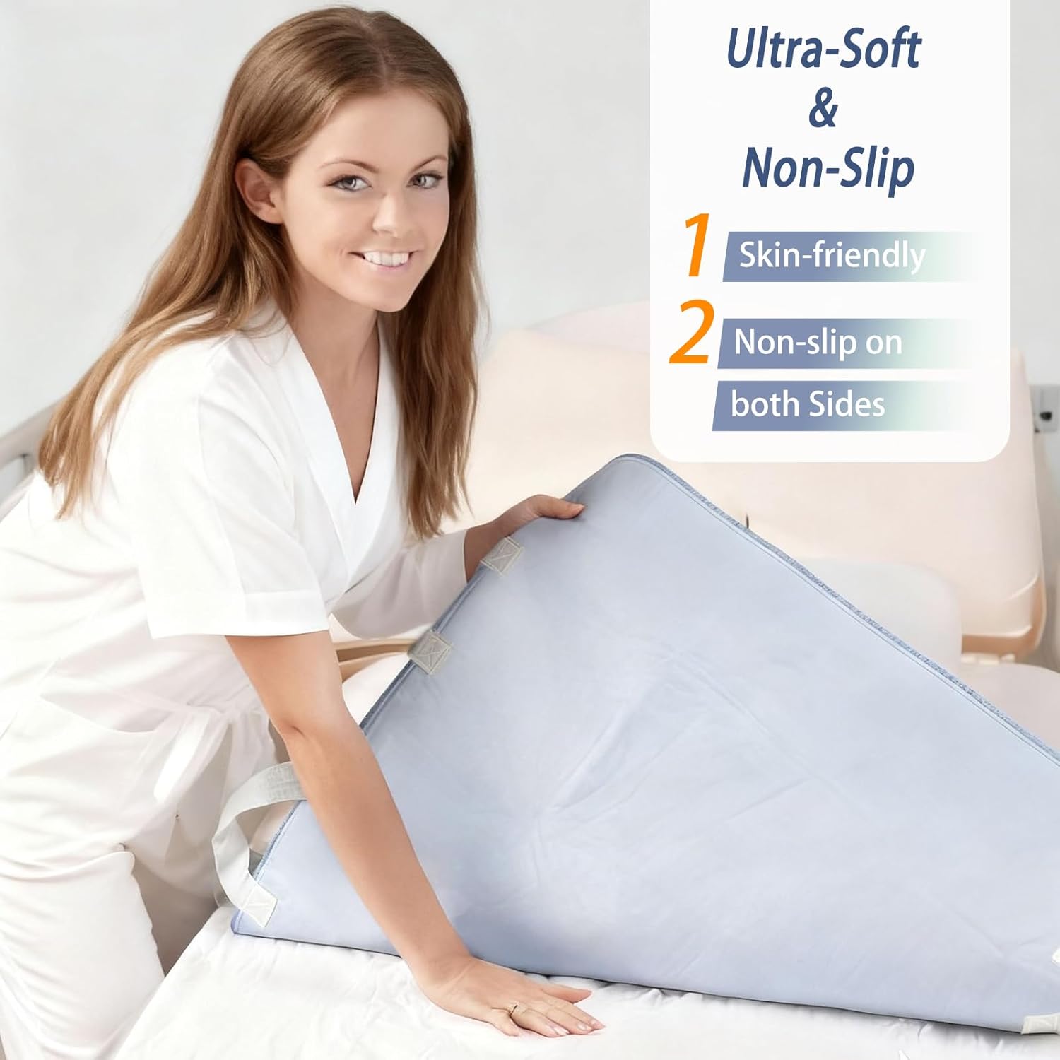 Reusable Positioning Bed Pads for Elderly Adults with 8 Handles 2 Pack 34”x52” -Absorbent Draw Sheet with Handles,Washable Waterproof Incontinence Under Pads for Transferring Moving,Pulling