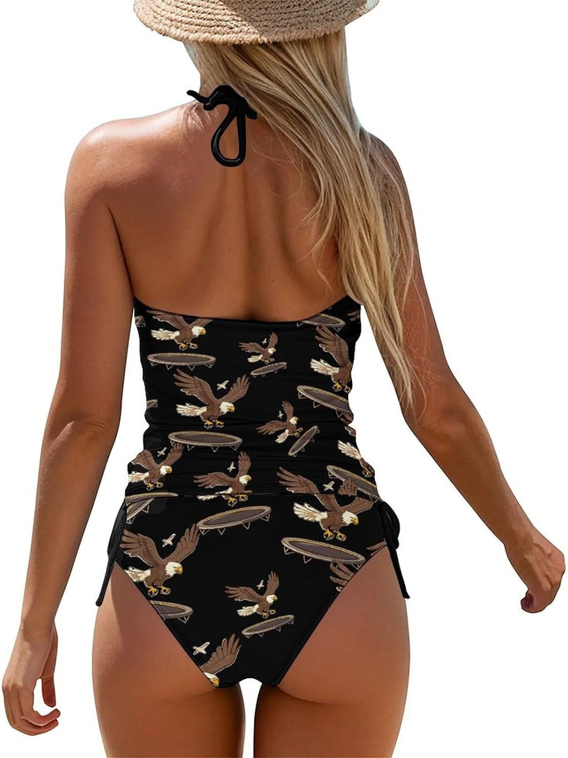Eagle On A Trampoline Funny Women's String Swimwear Set 2 Pcs Tankini Swimsuits Bathing Suit
