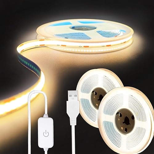 Miniatura 12 de Tira de luz LED USB de 5 V, tira de luces LED COB, luces LED blancas de 5 V, tira de luz LED pequeña, luces de TV para TV debajo del gabinete,