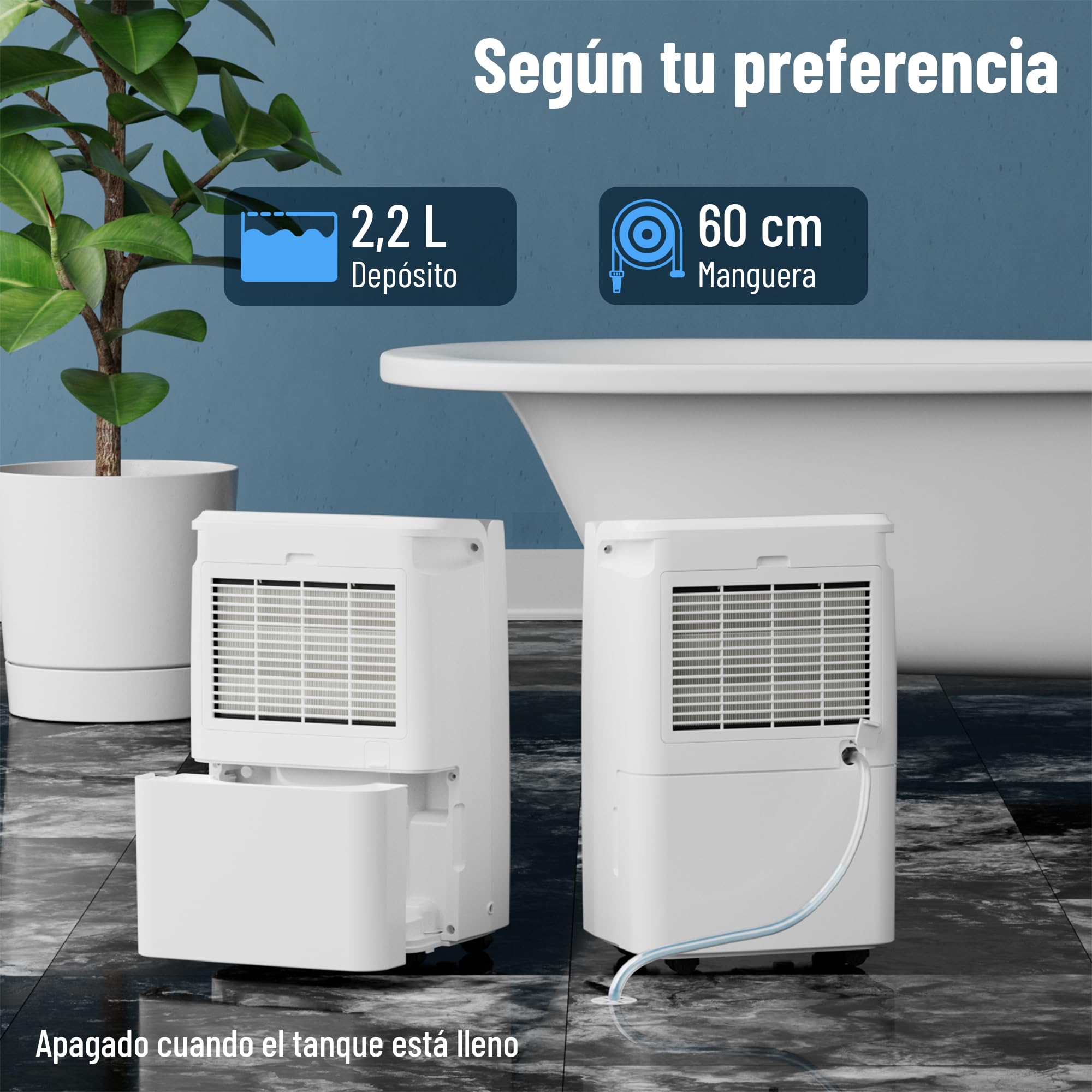Noaton® DF 4220 WiFi HEPA Deshumidificador 20L/ Día, hasta 70 m2, Purificación del Aire, Control Wifi, Pantalla LED, Apagado Automático, Depósito extraíble 2,2 L, Drenaje continuo, Secadora de Ropa