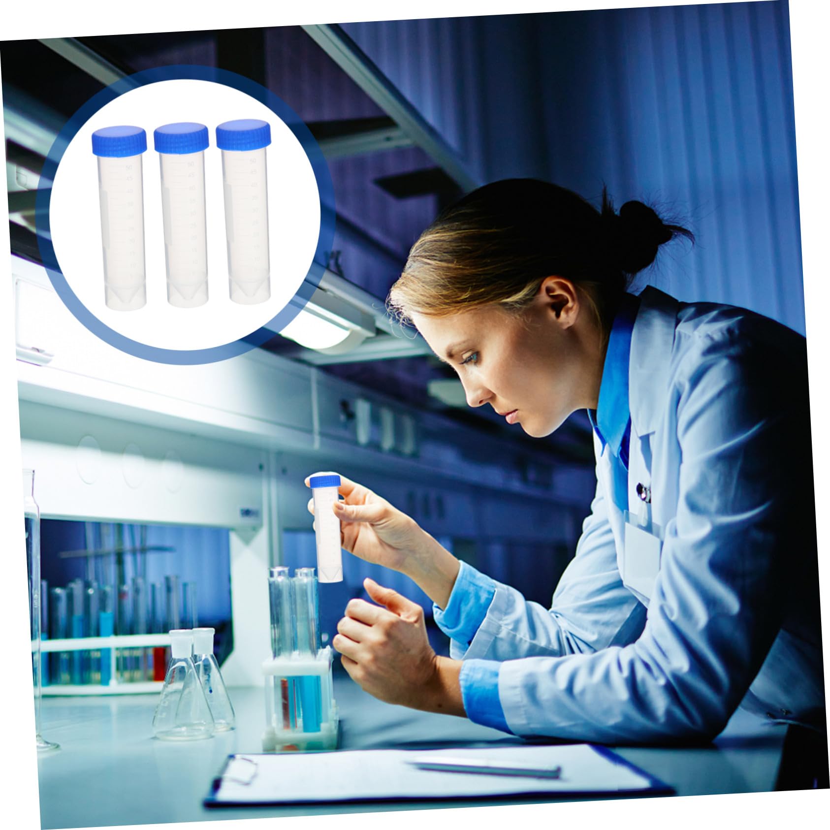 Provette Centrifuga in Plastica da 50ml Tappo a Vite, 50 Pezzi | Scala Trasparente, Posizioni di Sfiato e Chiusura Totale, per Biochemia e Biologia Molecolare Colore Casuale