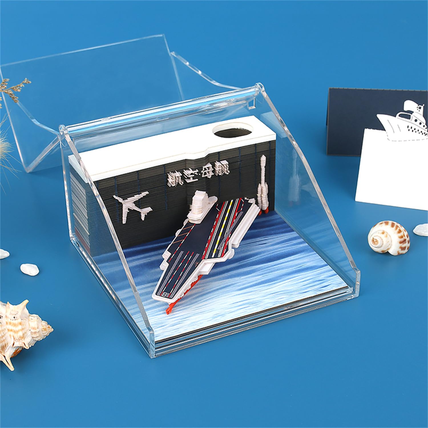 Selbstklebende Notizzettel, 3D-Haftnotizen, Flugzeugträger-Notizblöcke, 196 Blatt, Notizblöcke, Kunst-3D-Notizblock, 3D-Notizblock for Kinder/Liebhaber/Freunde/Frau/Studentengeschenke (Flugzeugträger)