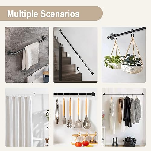 Miniatura 2 de Barra de cortina industrial de 1 pulgada, barras de cortina para ventanas de 18 a 28, barra de cortina envolvente de tubería, barra de cortina para