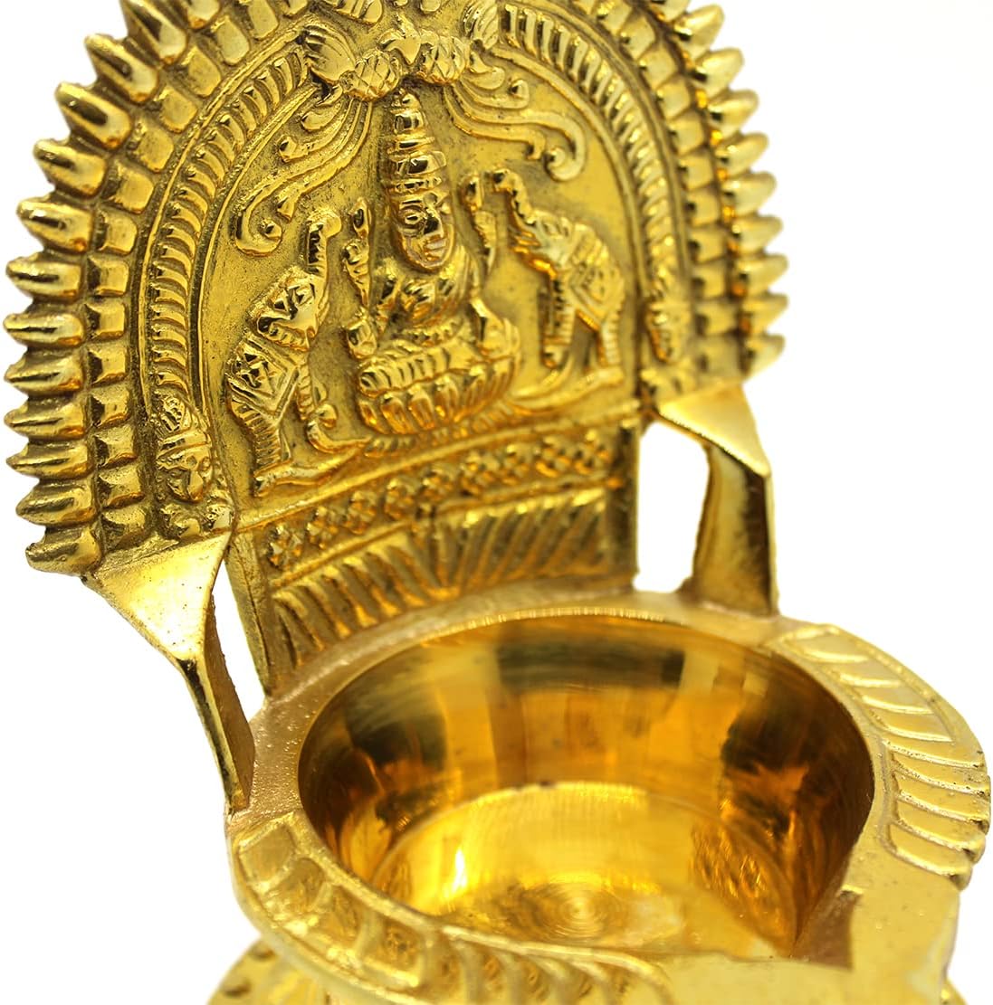 by Sengems Traditional Panchaloha Kamatchi Vilakku/Kamakshi Devi Maa Diya/Oil Lamp, Golden (Weight:450g)