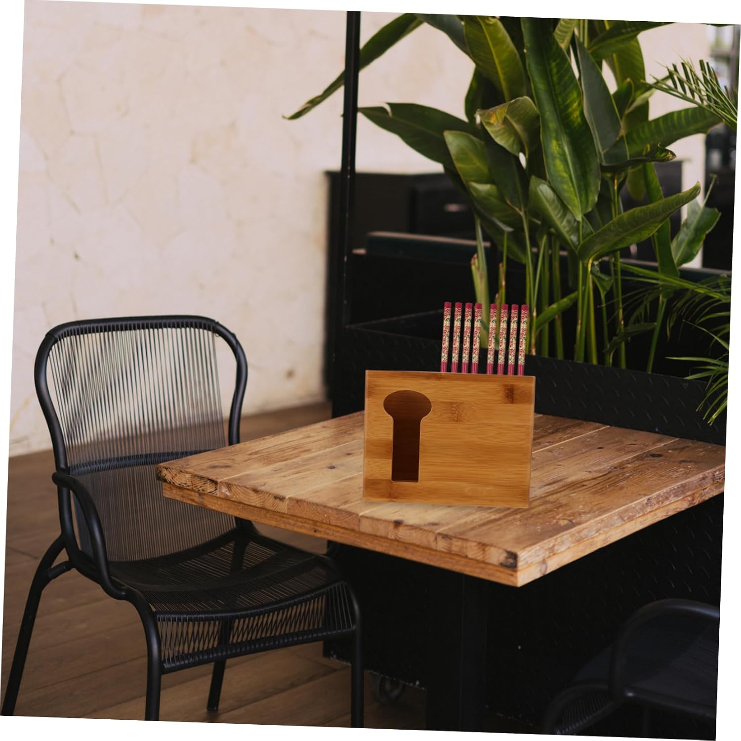 Amosfun Natural Bamboo Chopsticks Holder Compartment Kitchen Utensil Organizer for Cutlery Storage Countertop Chopstick Holder for Home Use