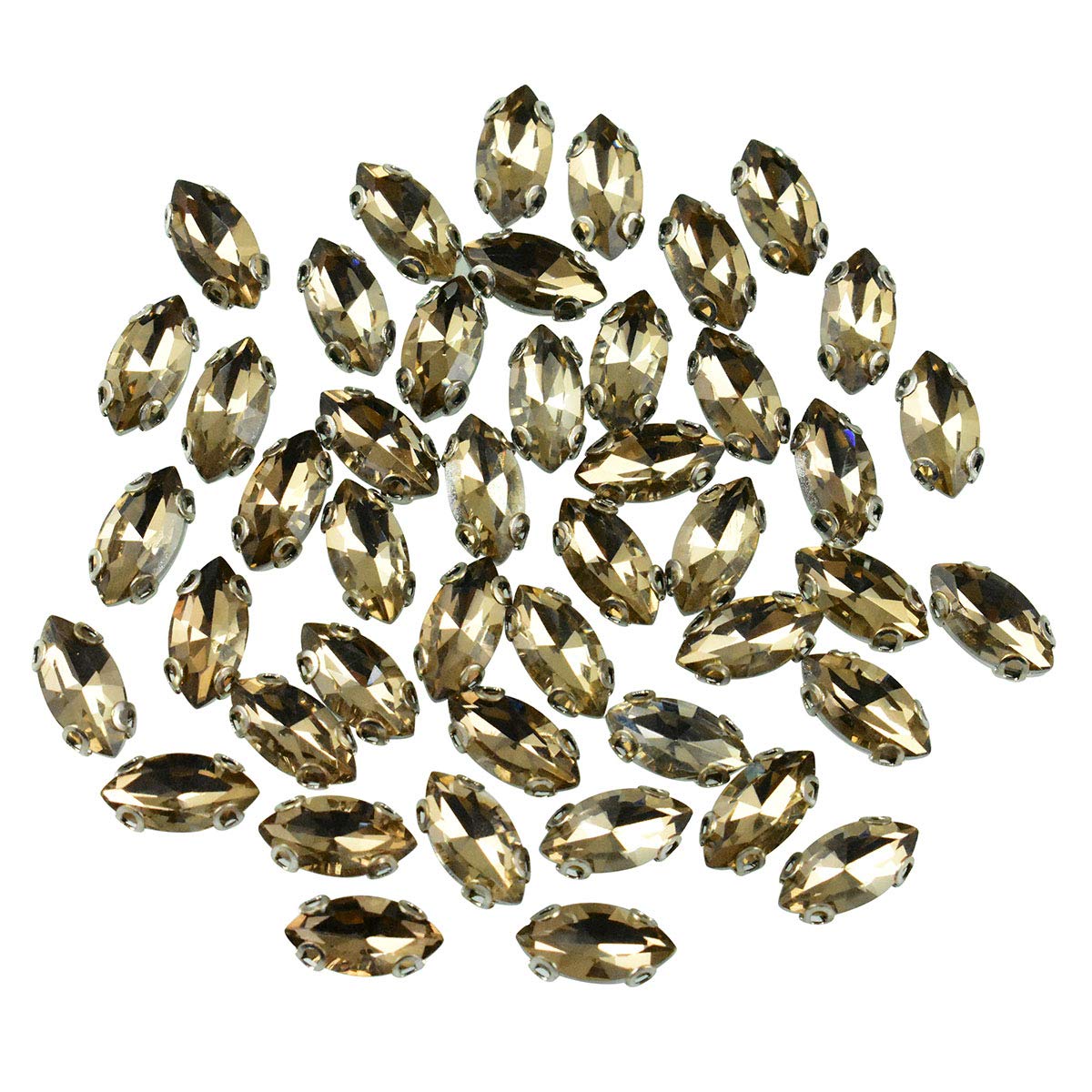 Embroiderymaterial Eye Style Sew on Glass Crystal Rhinestones with D Shape Claws for Craft, Embroidery and Jewellery Making (5 * 10MM, Gold, 48 Pieces) (B0845NZFBJ) Amazon Price History, Amazon Price Tracker