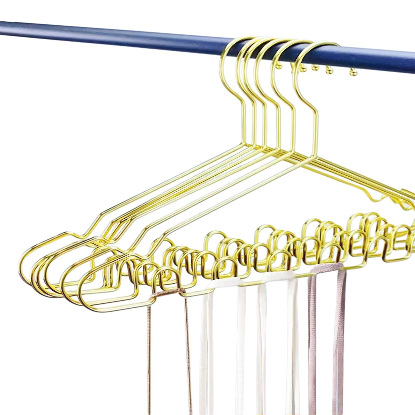 Cami and Tank Top Hangers, 5 Pack Non Slip Wavy Clothes Hangers, Heavy Space Saving Hangers Closet Organizer for Tank Top, Bra, Strappy Dress,Bathing Suit, Long Stockings,Belt,Necktie