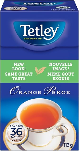 Tetley Thé noir orange Pekoe - 36 Sacs à thé, 113 Grams, Kosher, Contient de la caféine