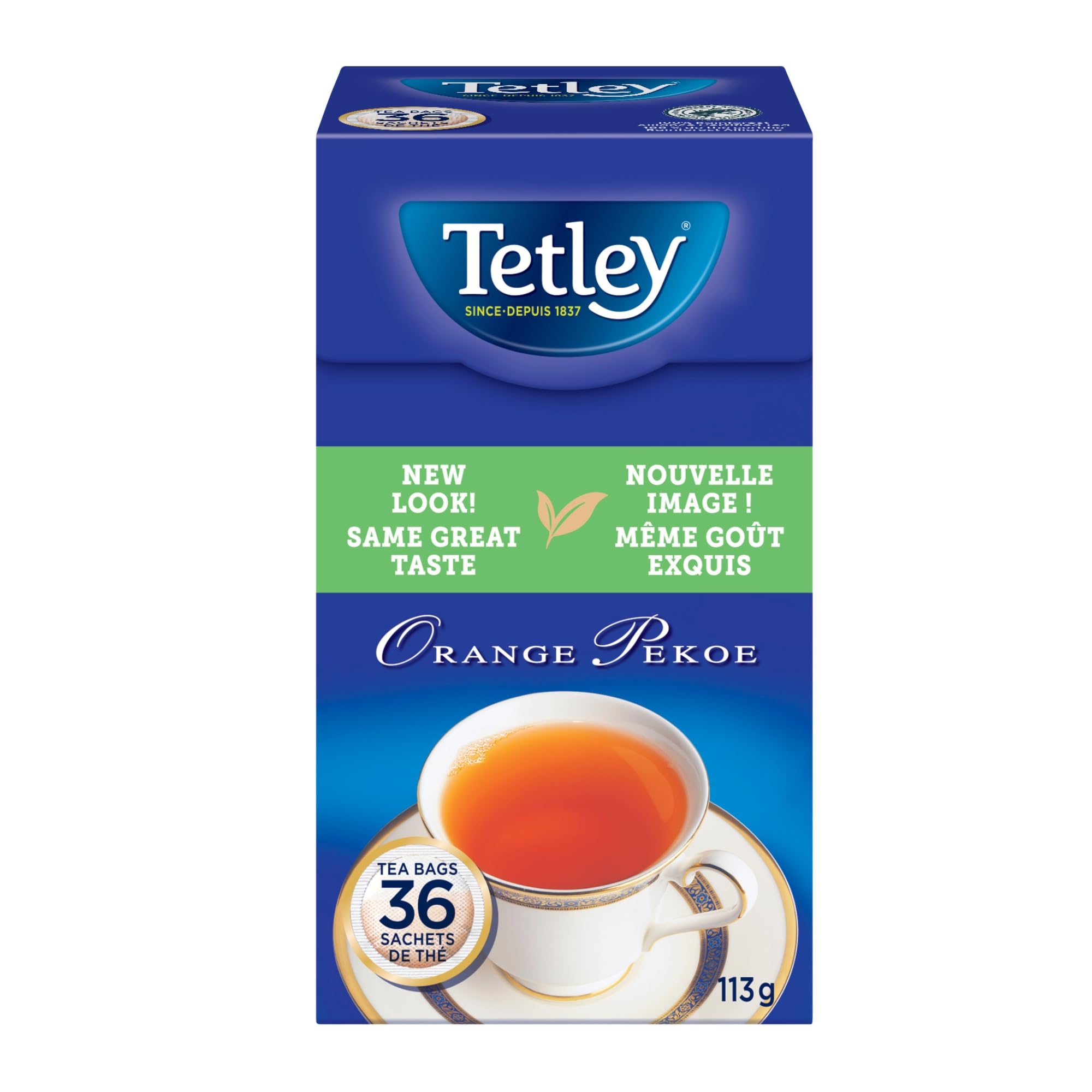 Tetley Orange Pekoe Black Tea - 36 Tea Bags, 113 Grams, Kosher, Contains Caffeine