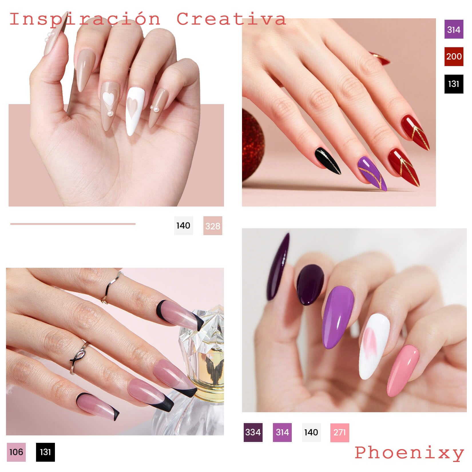 Phoenixy 25 Colores Uñas Semipermanentes Kit Completo con U V/LED Lámpara Kit Uñas Semipermanentes con Base y 4 Top Coat, Azul, Verde, Nail Art en Casa