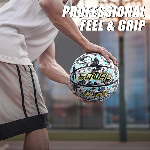 Miniatura 2 de SQUAD NightPlay - Baloncesto reflectante tamaño 5, talla 7, baloncesto holográfico brillante para juego nocturno, regalo ideal para niños y niñas de