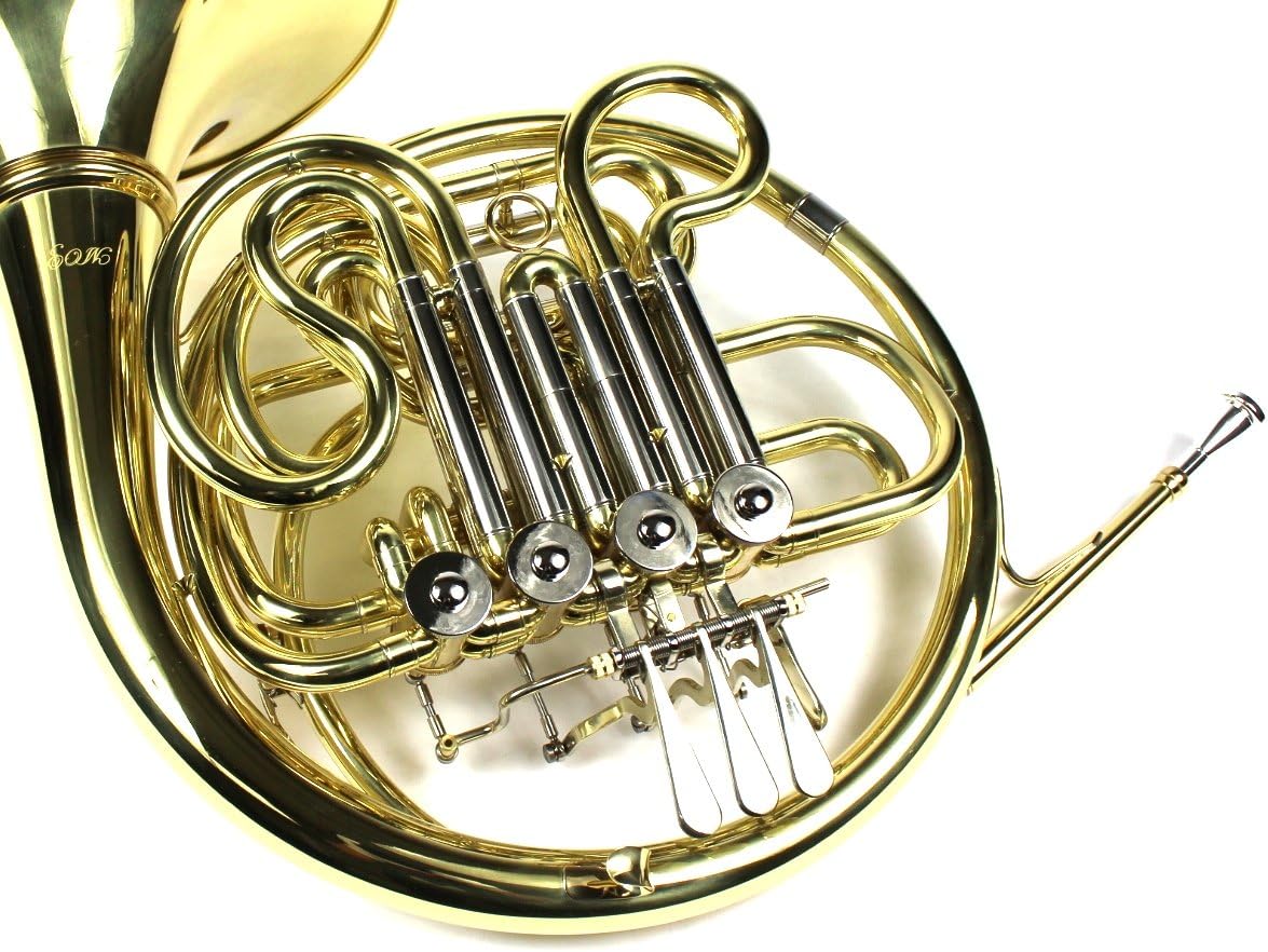 Monel Rotors Bb/F 4 Keys Double French Horn w/Case & Mouthpiece-Gold Lacquer Finish : Musical Instruments