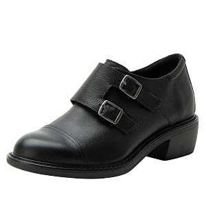 Alegria Womens Mave Leather Oxford Loafer Double Buckle Shoes