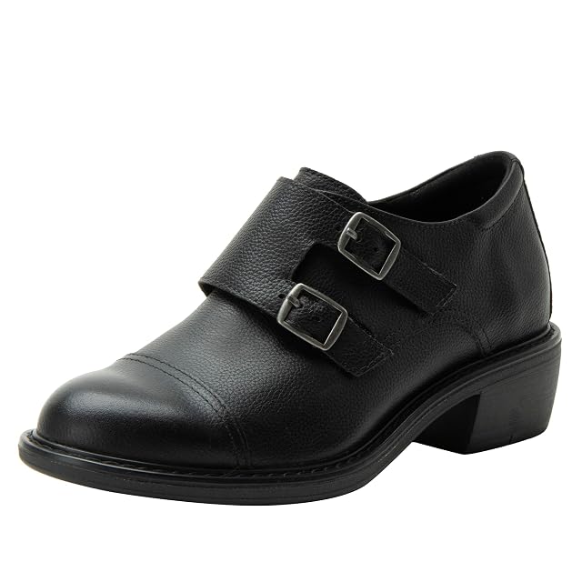 Alegria Womens Mave Leather Oxford Loafer Double Buckle Shoes