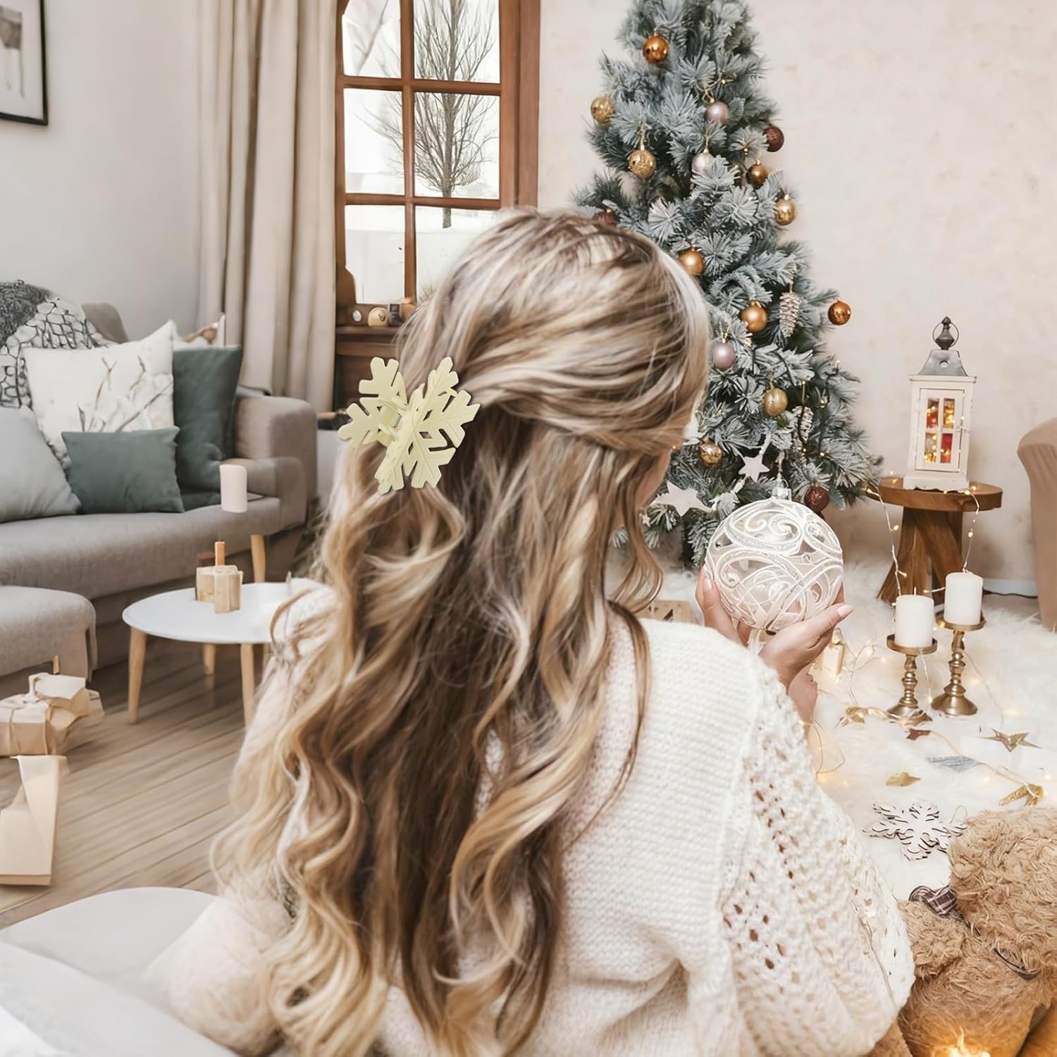 CURASA Christmas Snowflake Hair Claw Clips 4PCS White Winter Hairclips For Women Girls Xmas No Slip Strong Hold Hair Accessories For Styling Cute Decorative Hair Claws Holiday Party Gifts - Image 6