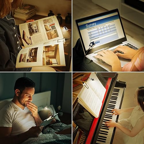 Miniatura 4 de Luz de lectura LED, funciona con pilas, luz de libro para leer en la cama, luz de computadora para cuidado de los ojos, luces LED con clip para