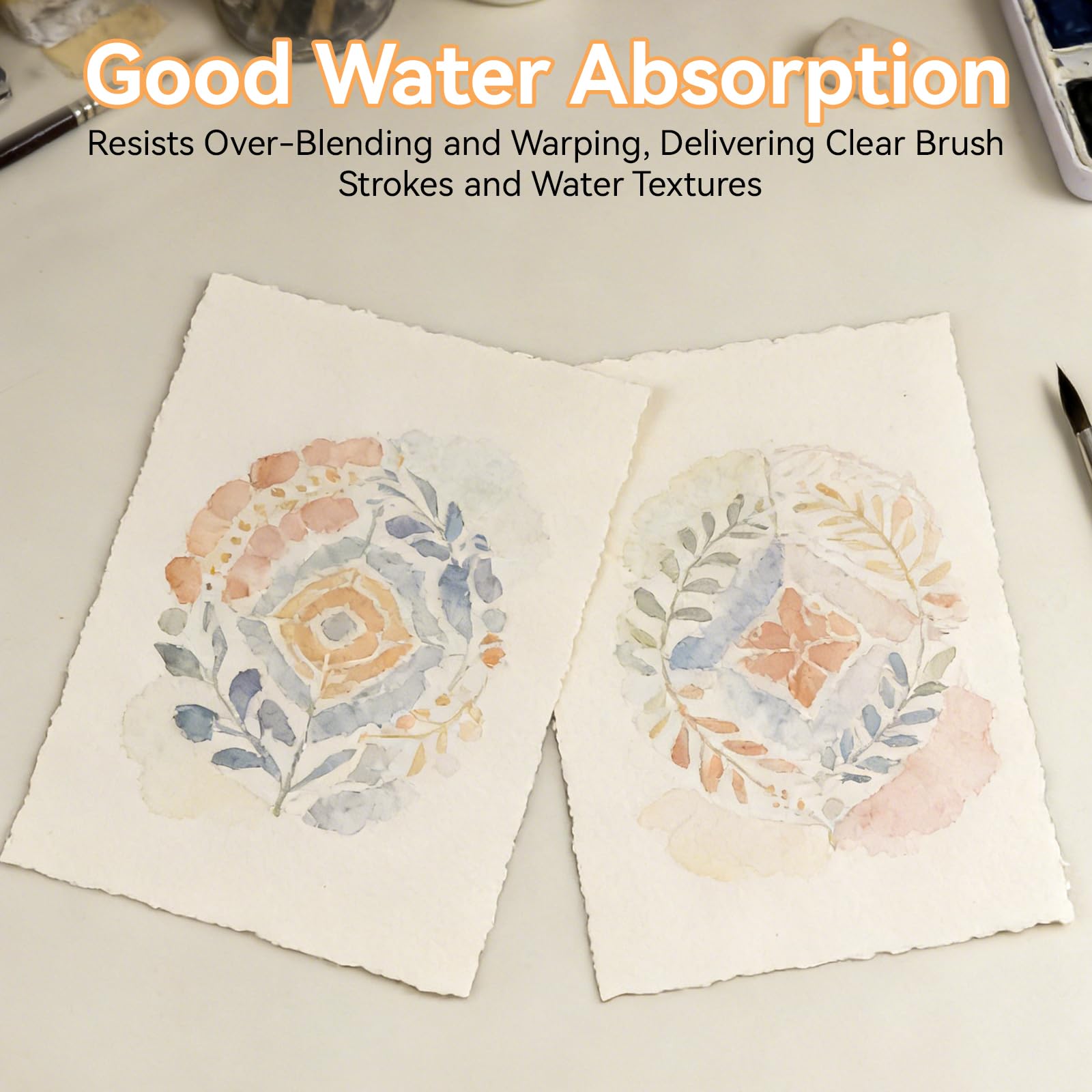 MISIQIMA 50 fogli di carta per acquerello A4, 210 x 297 mm, 160 g/m², carta fatta a mano, carta strutturata, adatta per dipingere, scrivere e per inviti