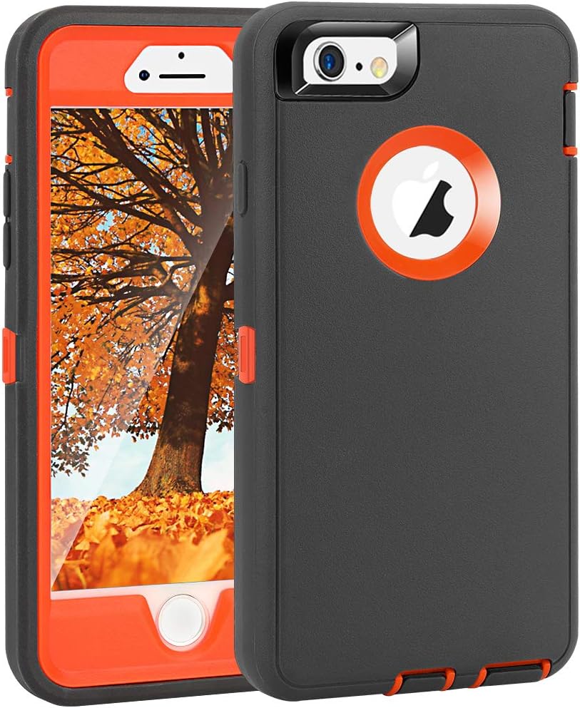MAXCUR for iPhone 6 Plus Case, [Shockproof] [Dropproof] [Dust-Proof] Built-in Screen Protector Protective Phone Case Cover for Apple iPhone 6 Plus (Charcoal/Orange)