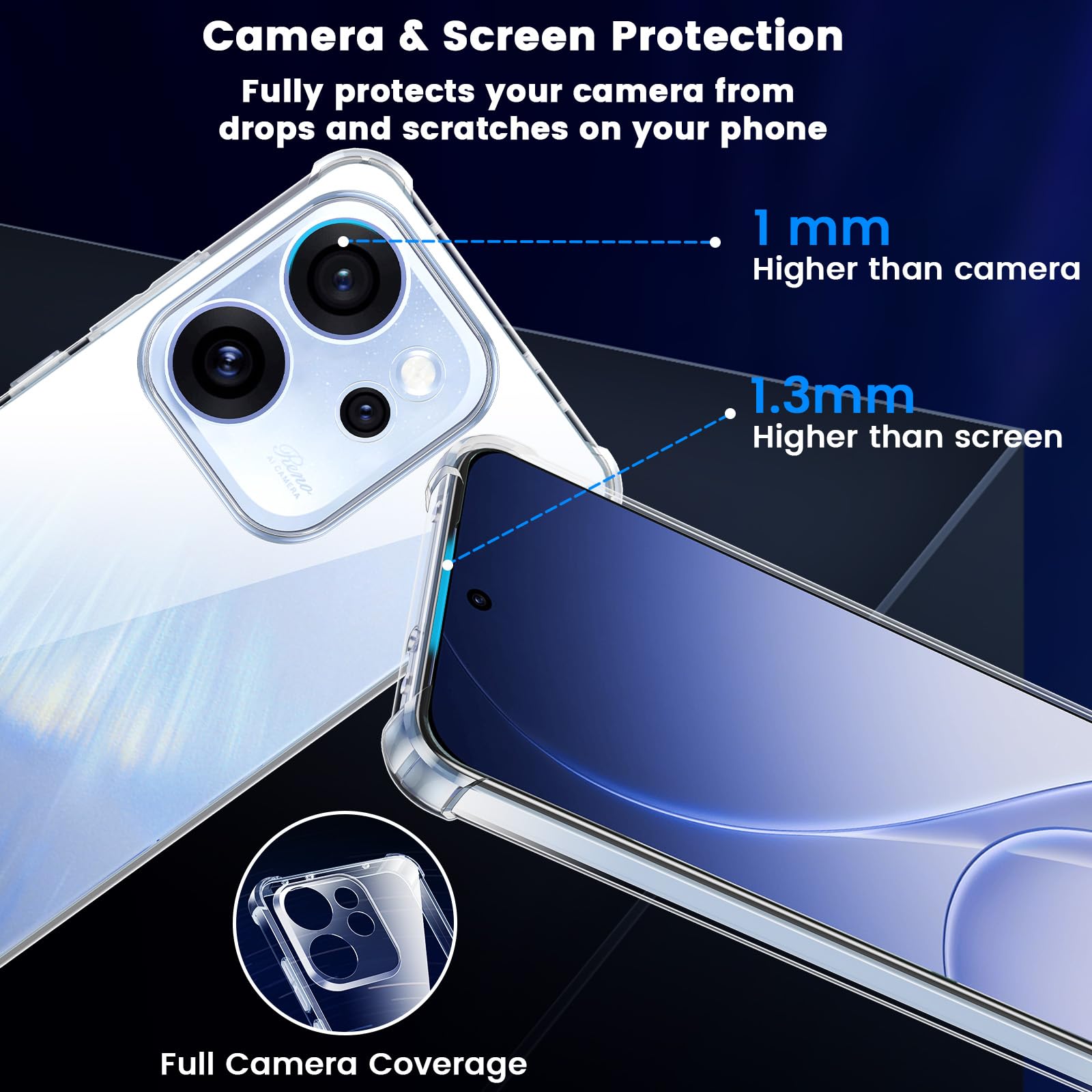 Yohii Cover per Oppo Reno15 F/Reno 15 FS 5G (No per Reno15) con 2 Pezzi Vetro Temperato, [Protezione Fotocamera] Custodia Antiurto Chiaro, TPU Morbido Antigraffio Anti Ingiallimento Case, Trasparente